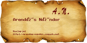 Arendás Nándor névjegykártya